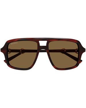 Gucci Aviator-Frame Acetate Sunglasses - Brown