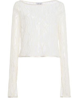Mel Usine Brume Cotton-Blend Sutured Lace Top - White