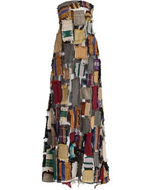 Kilentar Exclusive One-of-a-kind Ajoyo Vintage Patchwork Organza Maxi Dress - White