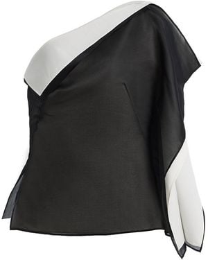 Rohe Sculptural Double-Layered Silk Organza Top - Black