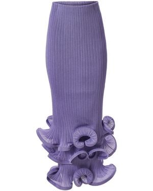 Carolina Herrera Ruffled Fine Rib Knit Skirt - Purple