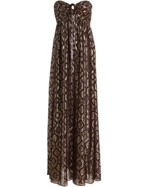 Alexis Izza Strapless Metallic Jacquard Top - Brown