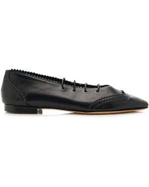 Jimmy Choo Margot Lace-Up Leather Flats - Black
