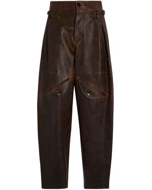 Ralph Lauren Hania Distressed Leather Tapered Trousers - Brown