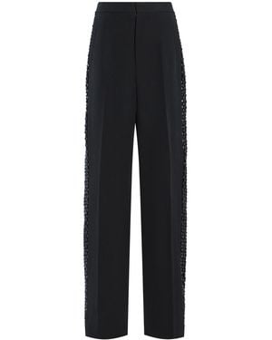DIOTIMA Crystal-Embellished Wool Wide-Leg Trousers - Black