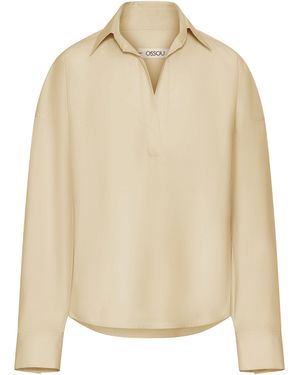 OSSOU Maren Collared Cotton Top - Natural