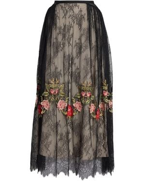 Erdem Embroidered Floral Lace Maxi Skirt - Black
