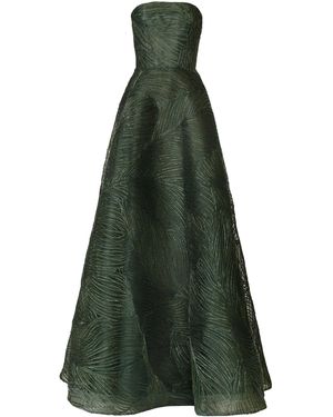 Naeem Khan Metallic Raffia Bustier Strapless Gown - Green