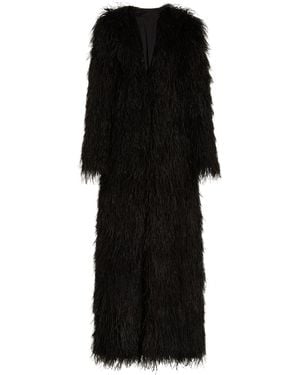 LAQUAN SMITH Ostrich Feather Full Length Coat - Black