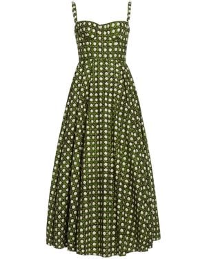 Giambattista Valli Poplin Treillage Midi Dress - Green