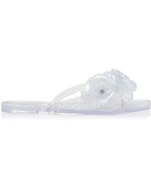 Coperni Flower-Embellished Flip Flops - White
