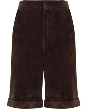 Zeynep Arcay Suede Bermuda Shorts - Gray