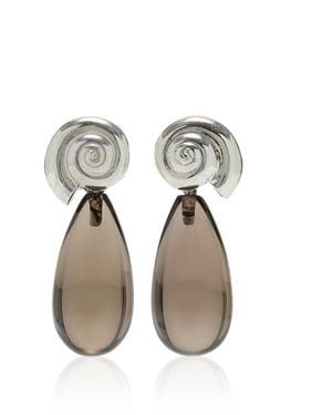 Le Sundial X Jeanerica Nautilus Smoky Quartz Earrings - White