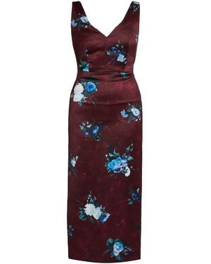 Erdem Floral-Printed Satin Midi Dress - Red