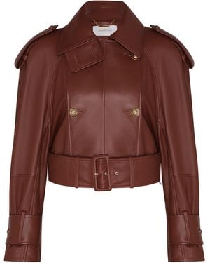 Zimmermann Hypnotic Leather Cropped Trench Coat - Brown