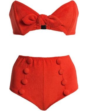 Lisa Marie Fernandez Poppy High-Waist Terry Cloth Bikini - Red