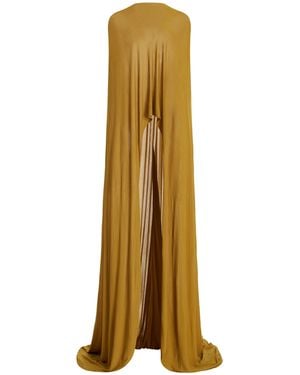Brandon Maxwell The Mayowa Draped Sheer Crepe Top - Metallic