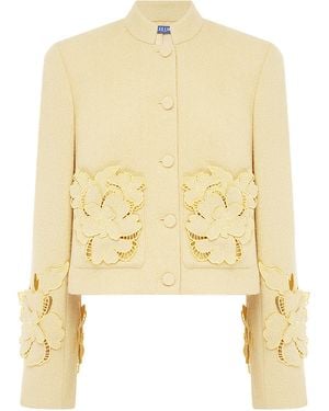 LEO LIN Blythe Applique Tweed Jacket - Yellow