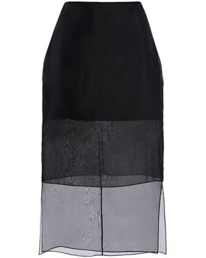 Brandon Maxwell The Brett Sheer-Overlay Silk Midi Skirt - Black