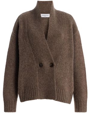 Brandon Maxwell The Lowen Double-Breasted Cashmere-Silk Cardigan - Brown