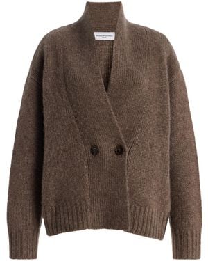 Brandon Maxwell The Lowen Double-Breasted Cashmere-Silk Cardigan - Brown