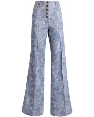 Etro Patterned Denim Flared Jeans - Blue
