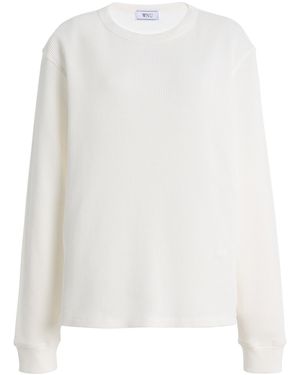 With Nothing Underneath Bessette Waffled Cotton Top - White