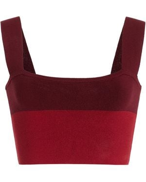 Posse Exclusive Theo Striped Knit Cropped Tank Top - Red