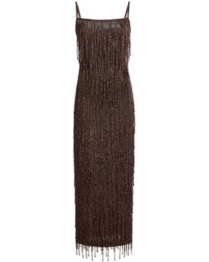 Cult Gaia Ola Beaded Metallic-Knit Midi Dress - Brown