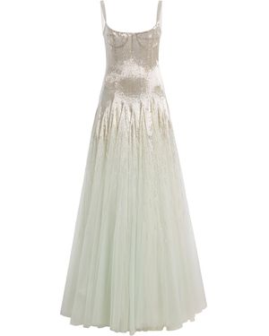 Oscar de la Renta Bead-Embroidered Gown - White