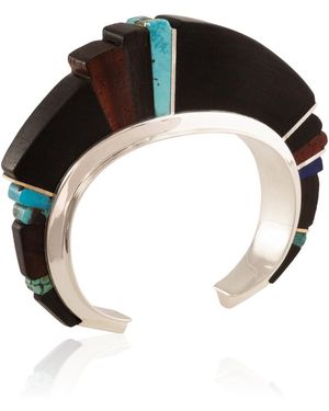 Mahnaz Collection 18K Height Inlay Cuff; By Master Goldsmith Sonwai (Hopi) 2020 - Black