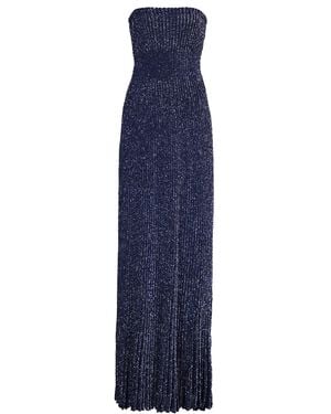 Alaïa Strapless Ribbed-Knit Maxi Dress - Blue