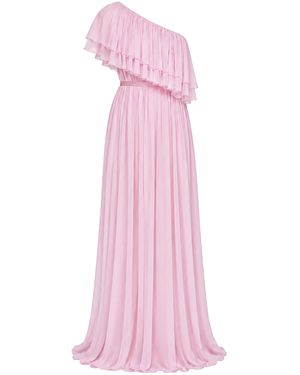 Andrés Pajón Cala Ruffled Silk Chiffon Maxi Dress - Pink