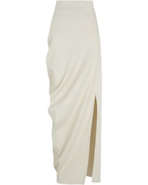 Cortana Arne Asymmetric Linen-Blend Maxi Skirt - White