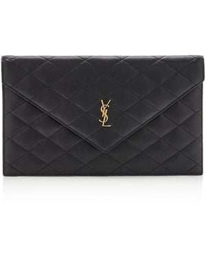 Saint Laurent Paris Leather Pouch - Black