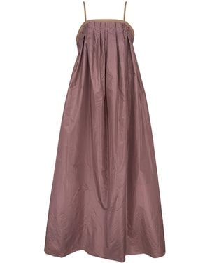 DI STAVNITSER Pleated Silk-Taffeta Gown - Purple