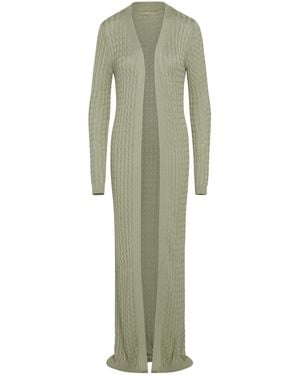 AYA MUSE Mira Cable-knit Silk-blend Cardigan - Green