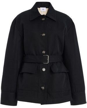 Adam Lippes Belted Cotton-Twill Barn Jacket - Black