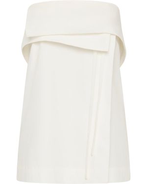 St. Agni Strapless Cotton-Blend Wrap Top - White