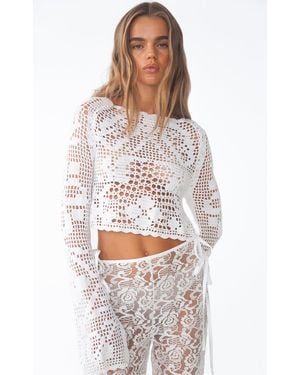 KETTEL ATELIER Talia Cropped Crochet Top - White