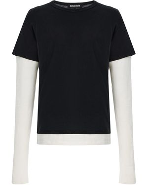EB DENIM Rory Layered Cotton T-Shirt - Black
