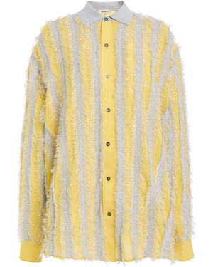 Zankov Fringed Silk Button-Down Shirt - Yellow