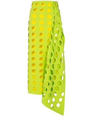 A.W.A.K.E. MODE Layered Stretch Crepe Maxi Skirt - Yellow