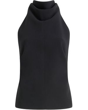 KHAITE Rone High Collar Crepe Top - Black