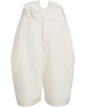 Victoria Beckham Tab Detailed Wool Blend Shorts - White