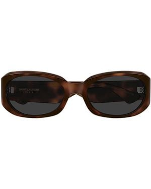 Saint Laurent Oval-Frame Acetate Sunglasses - Black