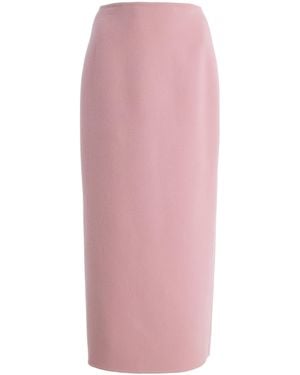 Oscar de la Renta Mid-Rise Double-Face Virgin-Wool Midi Pencil Skirt - Pink