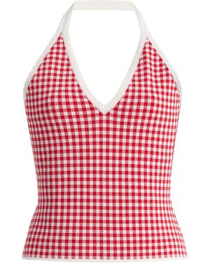 Posse Micah Gingham Knit Halter Top - Red