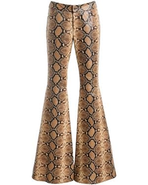 LAQUAN SMITH Flared Leather Trousers - Natural
