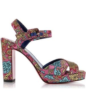 Christian Louboutin Cora 100 Jacquard Florea Sandals - Pink